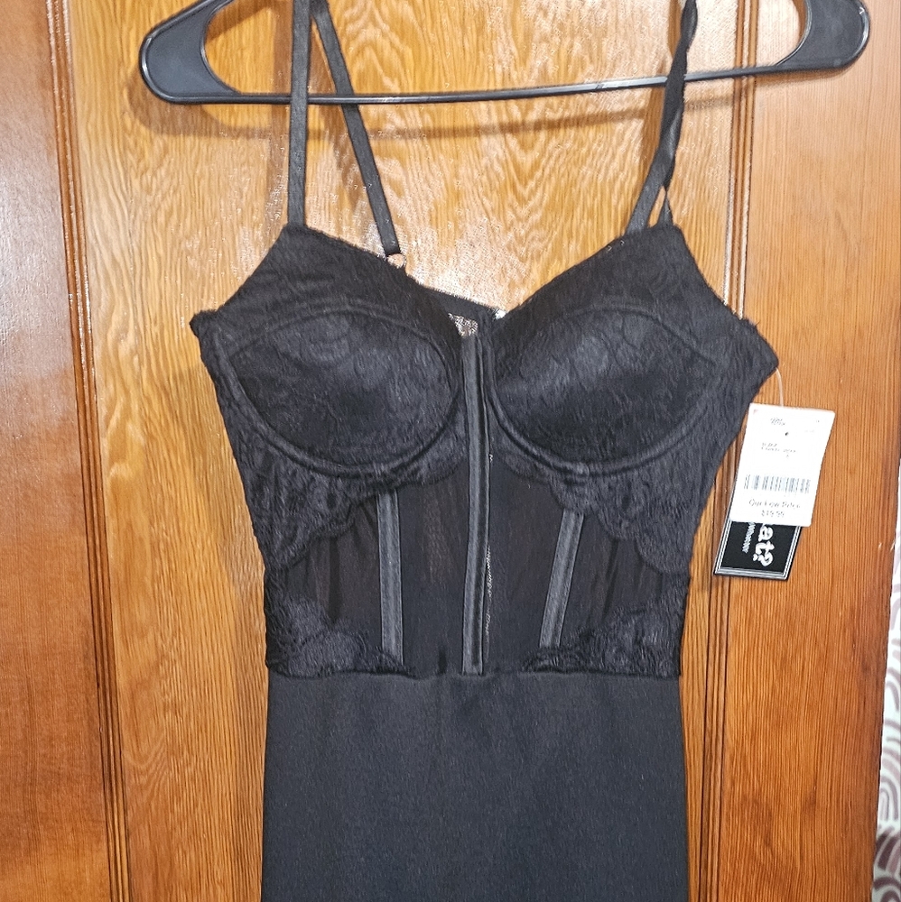 Say What? Black Chemise with Built-in Bra and Smooth Finish